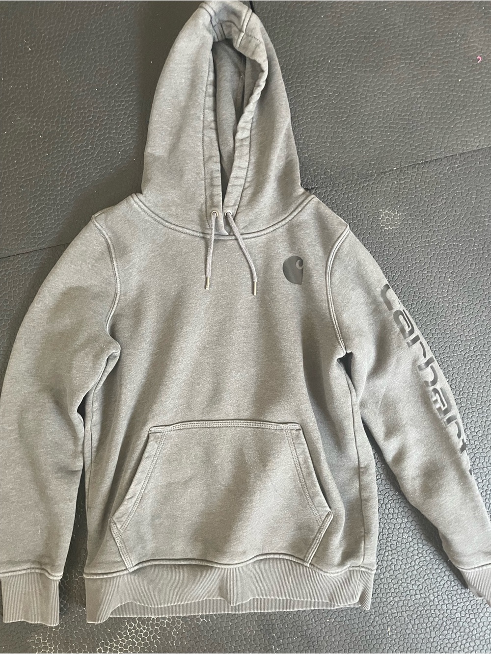 Carhartt Men's Gray Pullover Hoodie with Sleeve Logo